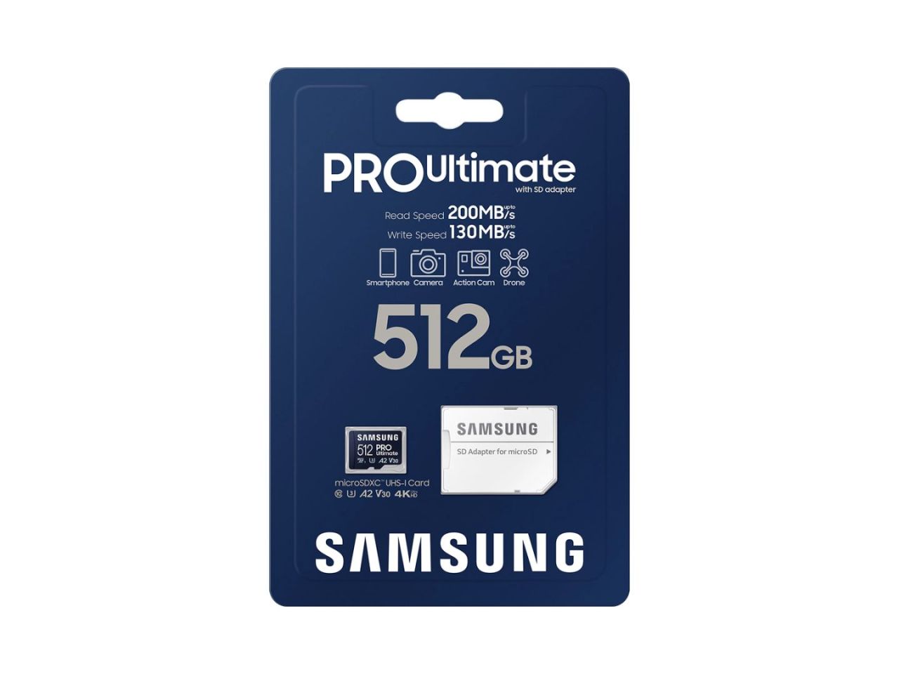 Samsung 512GB microSDXC Pro Ultimate Class10 U3 A2 V30 + adapterrel