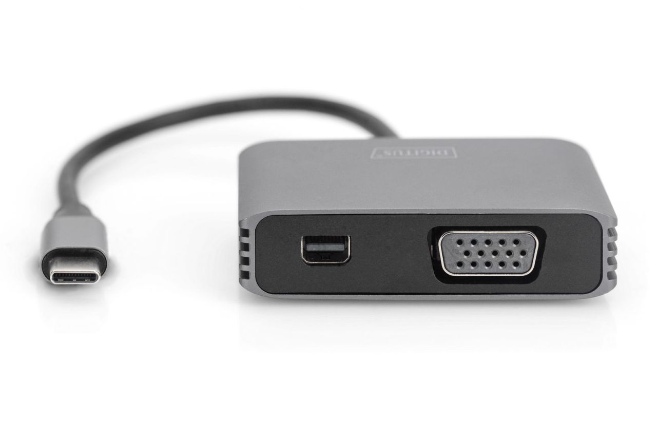 Digitus DA-70825 USB Type-C to VGA/miniDisplayPort 4K/30Hz Graphics Adapter Silver