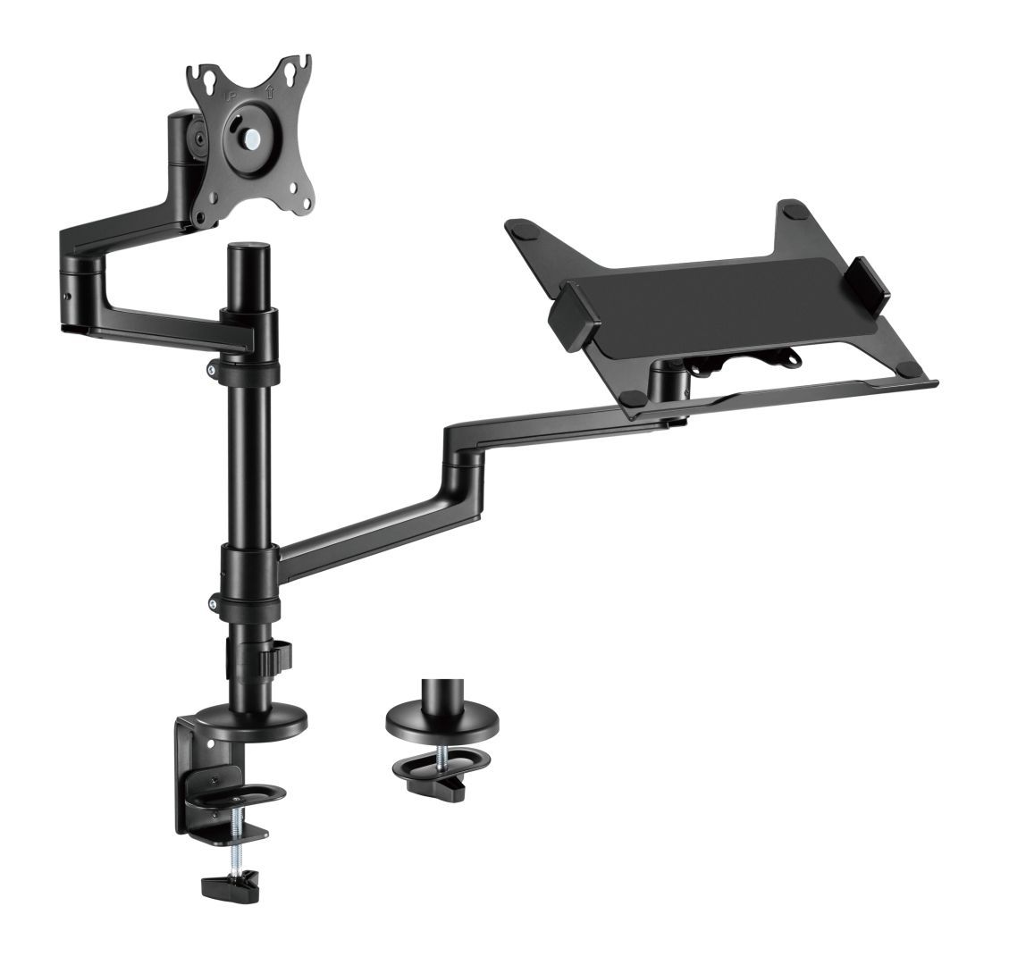 Gembird MA-DA-04 Desk mounted adjustable monitor arm with notebook tray 17"-32" Black