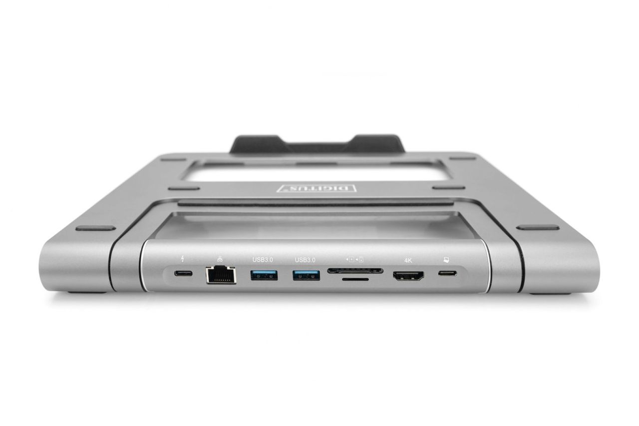 Digitus DA-90440 Variable Notebook Stand with 7-Port Pop-Out USB-C Docking Station Grey