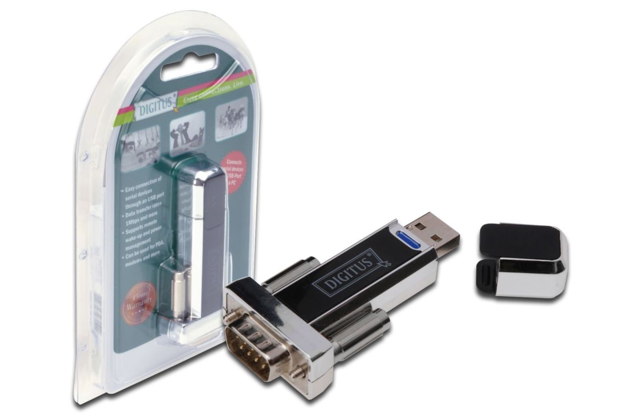 Digitus USB to Serial Adapter, RS232 Black