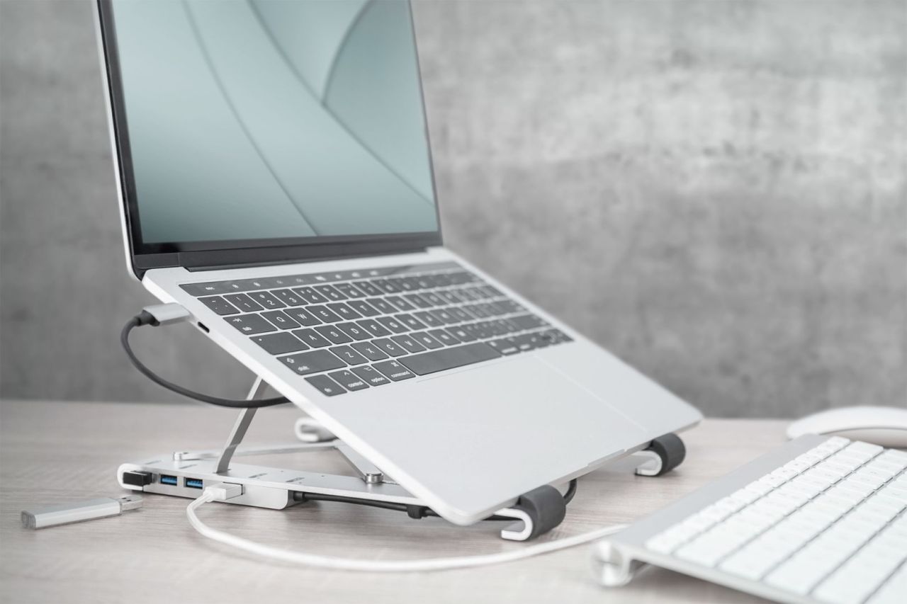 Digitus Notebook Stand with integrated USB-C Hub 5-Port Silver