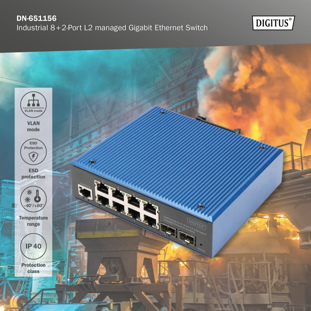 Digitus Industrial 8+2 -Port L2 managed Gigabit Ethernet Switch