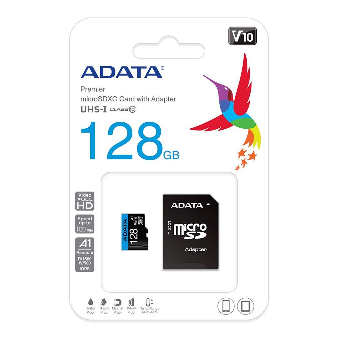 A-Data 128GB microSDXC Premier Class 10 UHS-I V10 A1 + adapterrel