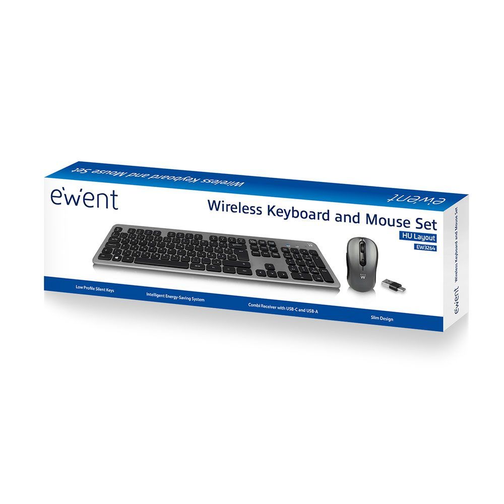 Ewent EW3264 Wireless Keyboard and Mouse Set Black HU