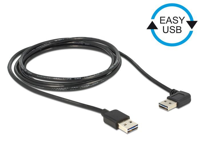 DeLock EASY-USB 2.0 Type-A male > EASY-USB 2.0 Type-A male angled left / right 1m Cable