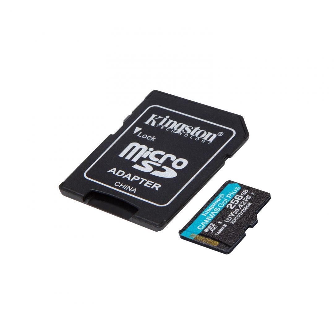 Kingston 256GB microSDXC Canvas Go! Plus Class 10 170R A2 U3 V30 Card + adapterrel