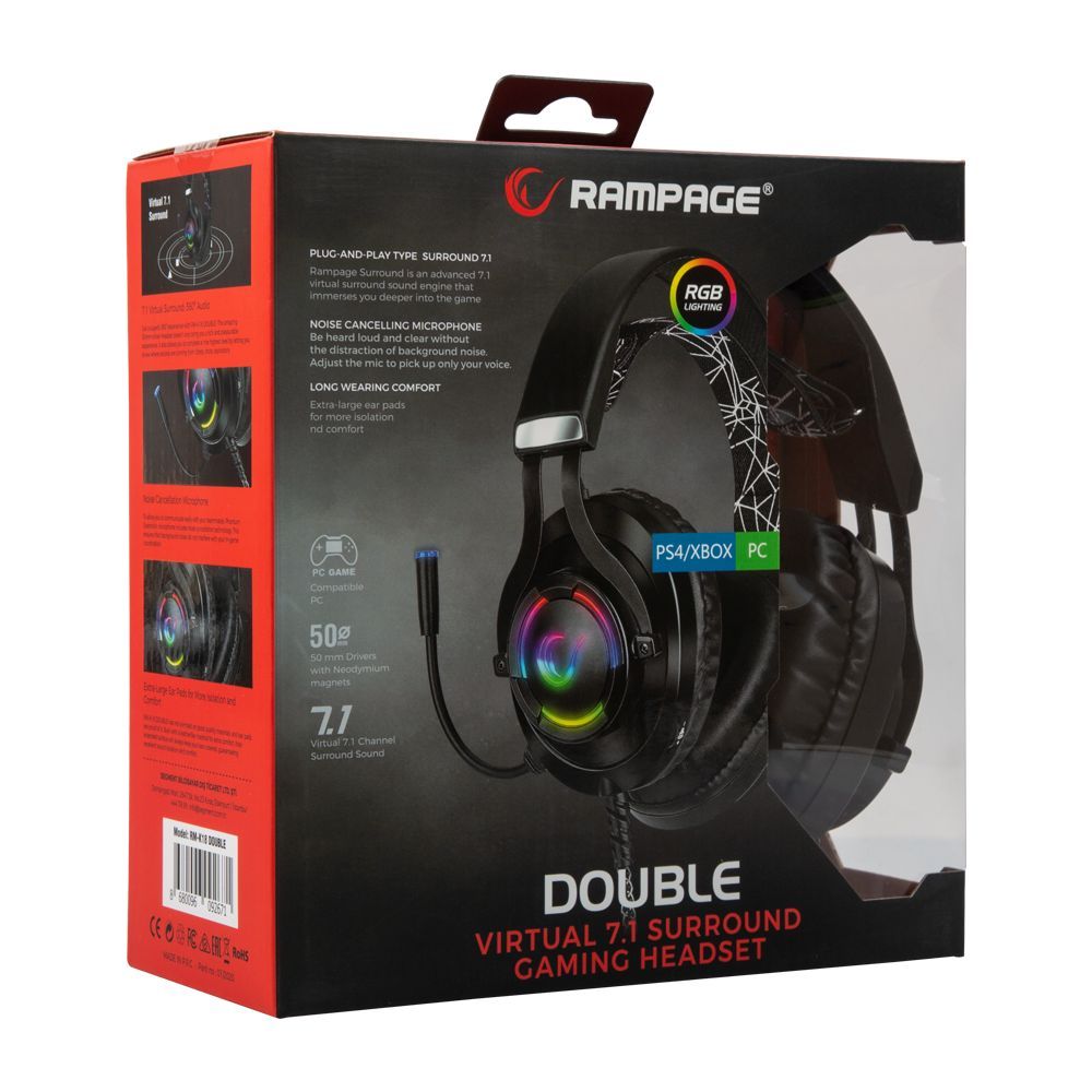 Rampage RM-K18 Double Black RGB Headset Black