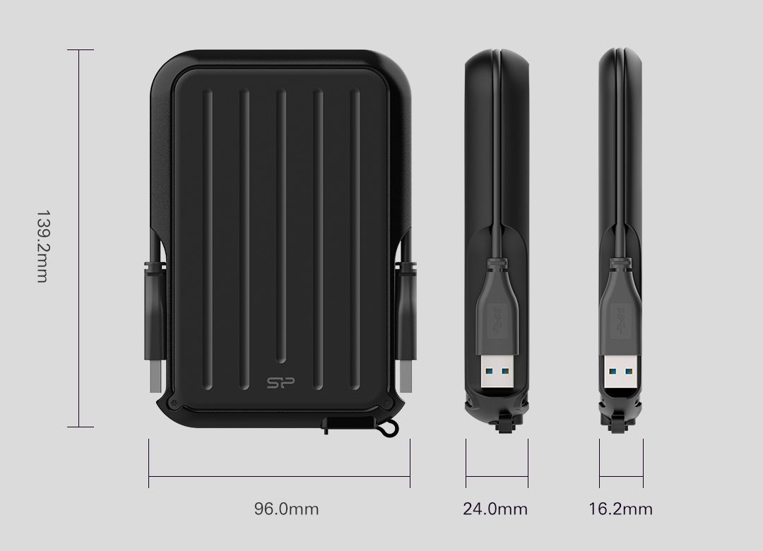 Silicon Power 1TB 2,5" USB3.2 Armor A66 Black