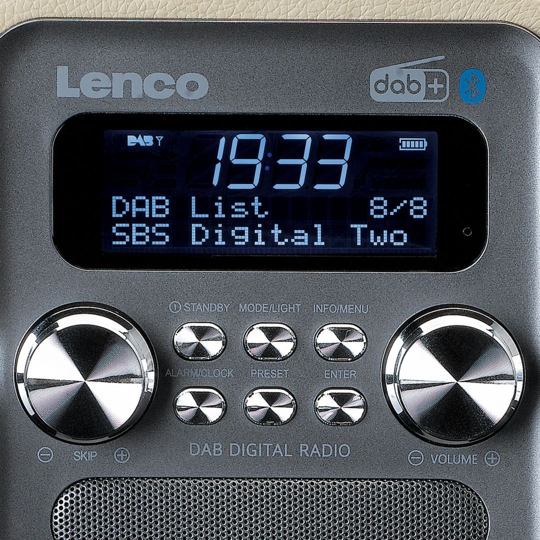 Lenco PDR-051TPSI portable DAB+ FM radio with Bluetooth and aux-input rechargeable battery Taupe