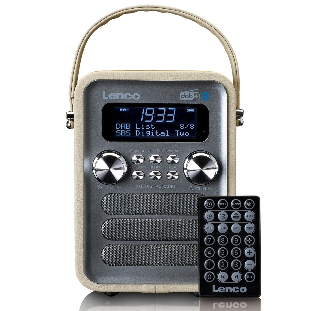 Lenco PDR-051TPSI portable DAB+ FM radio with Bluetooth and aux-input rechargeable battery Taupe