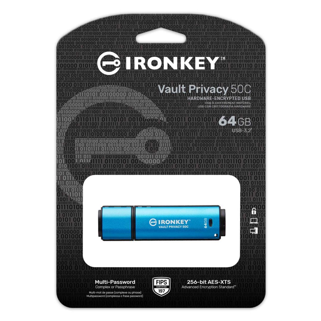 Kingston 64GB IronKey Vault Privacy 50C USB3.2 Blue
