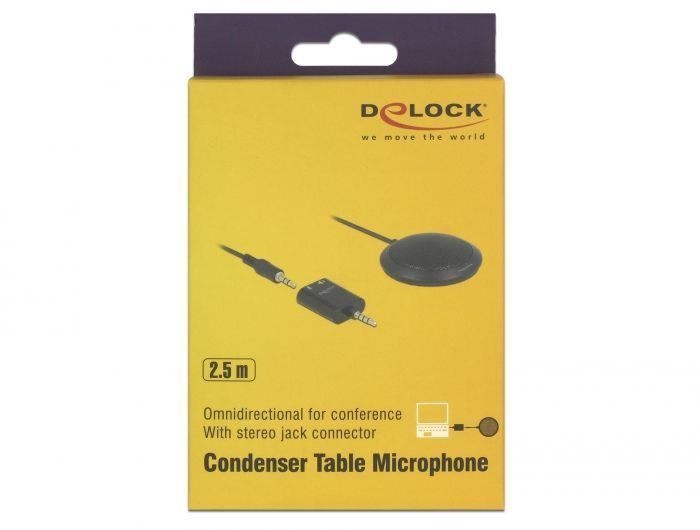 DeLock Condenser Table Microphone omnidirectional for conference with 3.5 mm stereo jack male 3 pin