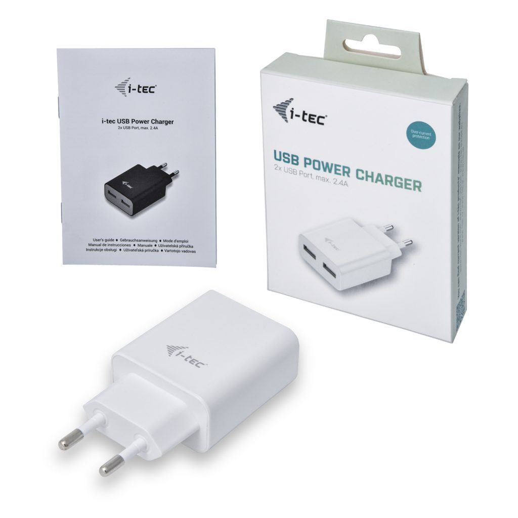 I-TEC 2 Port USB Power Charger 2.4A White