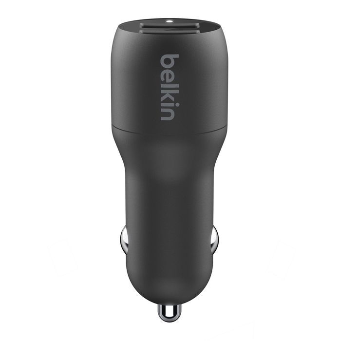 Belkin BoostCharge Dual USB-A Car Charger 24W + USB-A to USB-C Cable Black