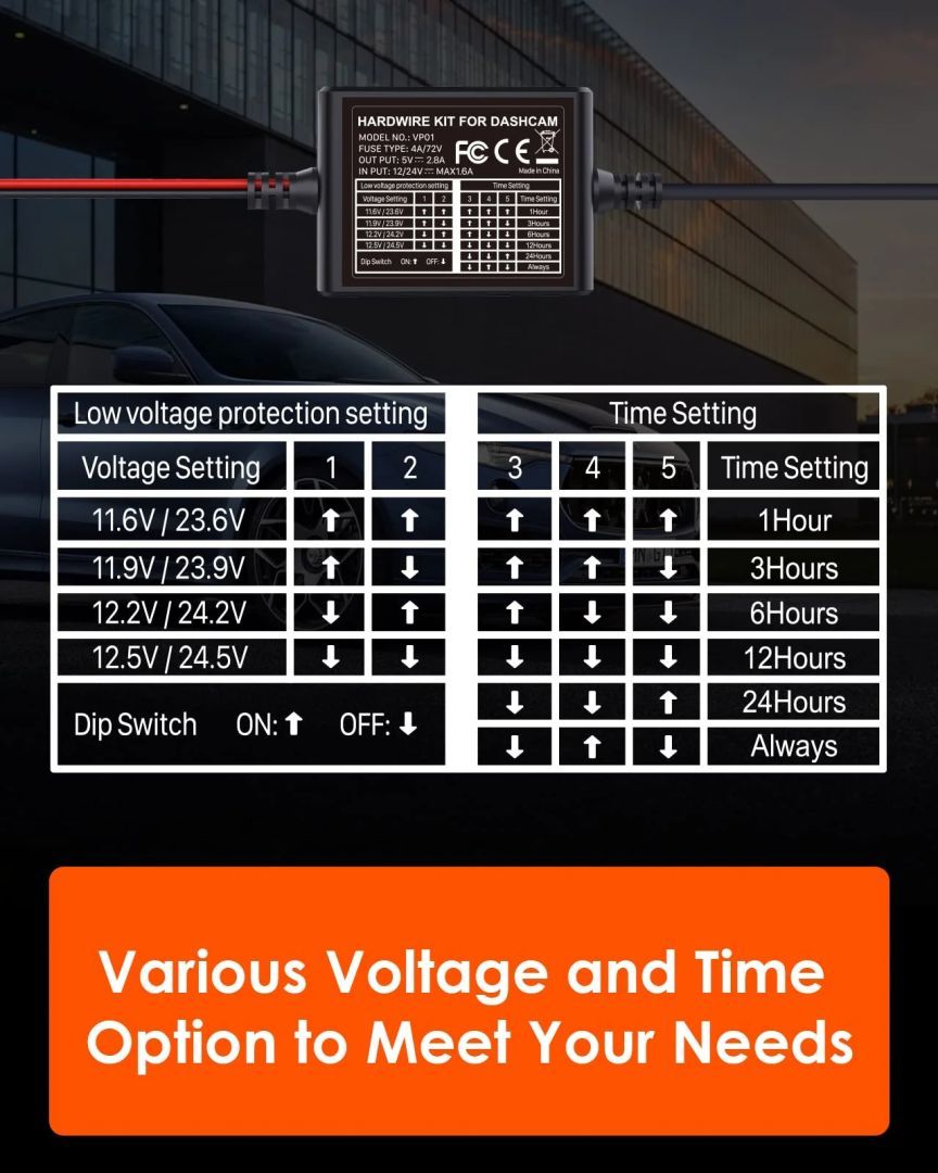 VANTRUE Dash Cam kiegészítő - ACC Hardwire kit (parkolási módhoz, 24/7 (N5, N4 Pro, N4, E1, E2, E3, S2, N2S, X4S)