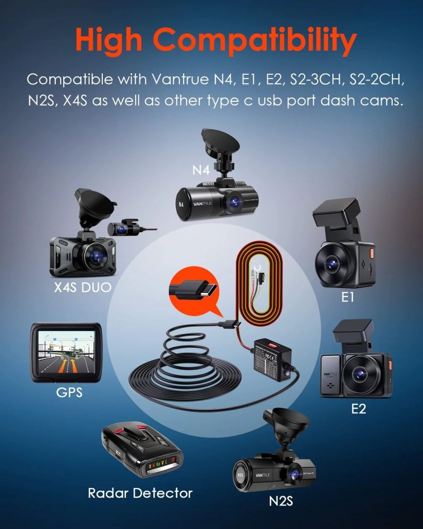 VANTRUE Dash Cam kiegészítő - ACC Hardwire kit (parkolási módhoz, 24/7 (N5, N4 Pro, N4, E1, E2, E3, S2, N2S, X4S)