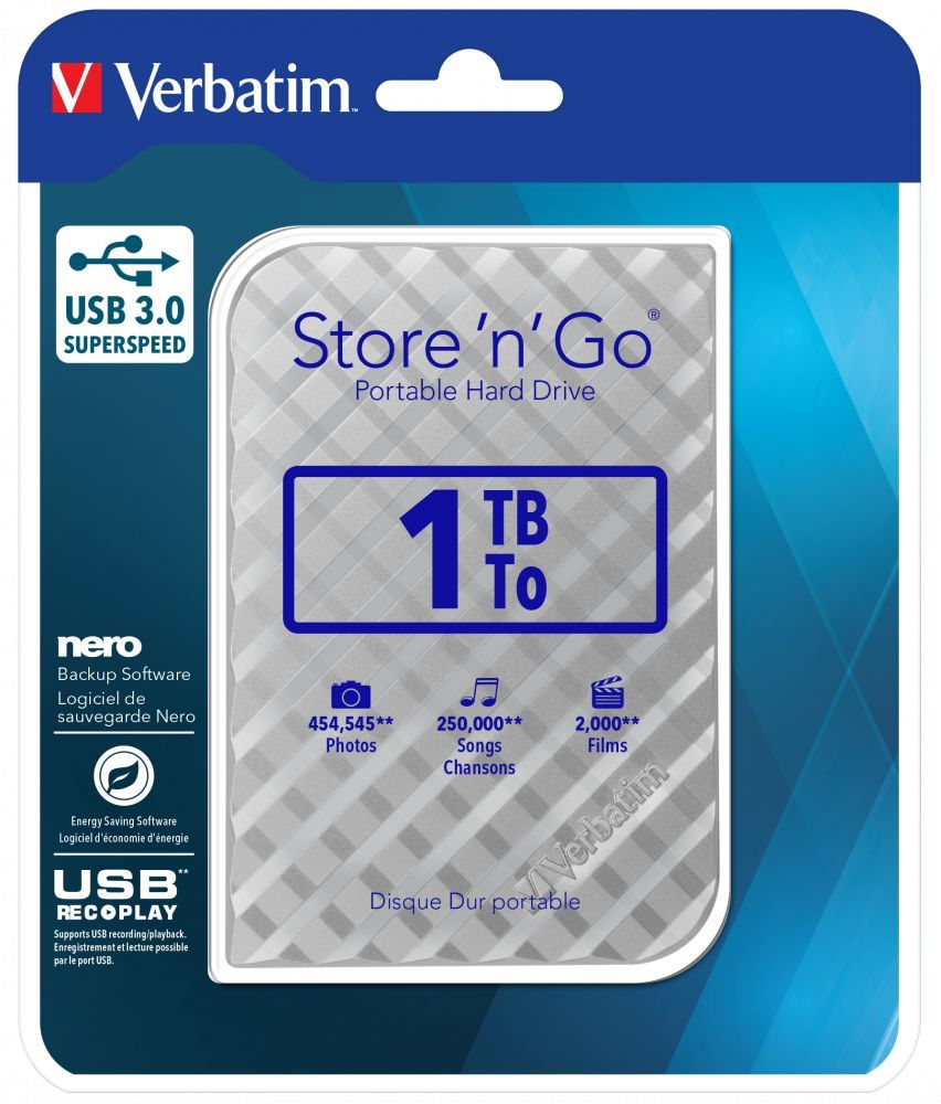 Verbatim 1TB 2,5" USB3.0 Store "n" Go Silver