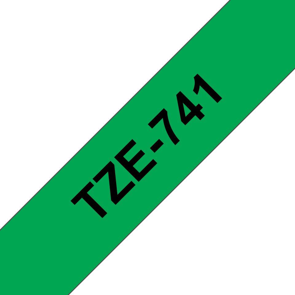 Brother TZE-741 laminált P-touch szalag (18mm) Black on Green - 8m