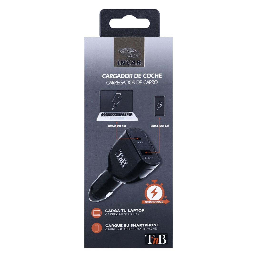 TnB 65W USB & USB Type-C Quick Charge and Power Delivery Car Charger Black
