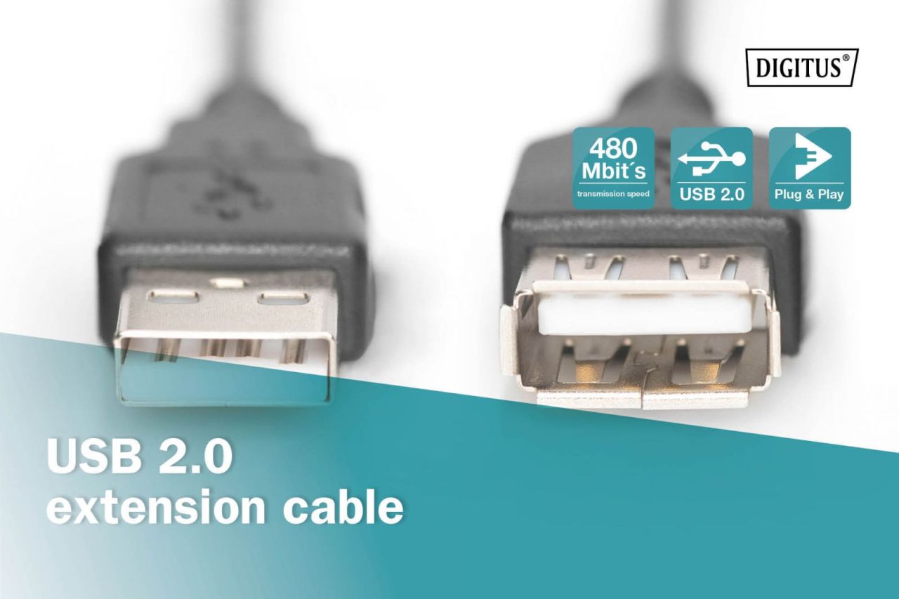Assmann USB extension cable, type A 1,8m Black