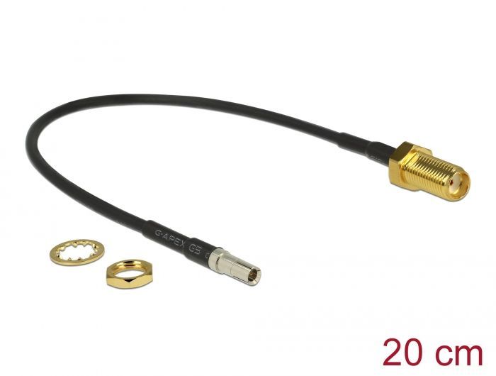 DeLock Antenna Cable SMA jack bulkhead>TS-9 plug RG-174 0,2m Black