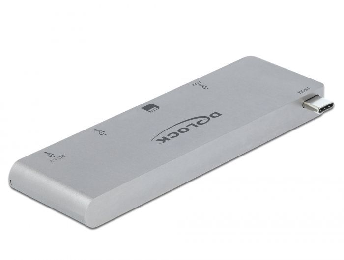 DeLock 3 Port Hub and 2 Slot Card Reader for MacBook with PD 3.0 and retractable USB Type-C Connection