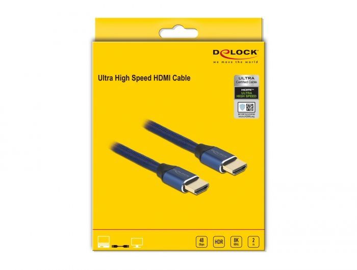DeLock Ultra High Speed HDMI Cable 48 Gbps 8K 60Hz 2m Blue