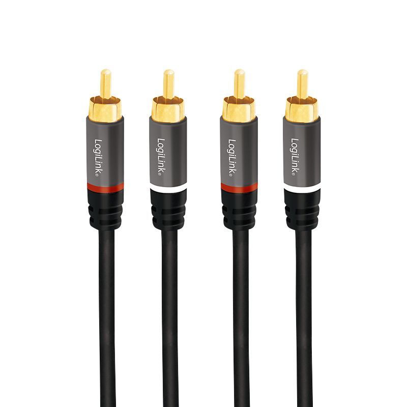 Logilink Audio cable 2x RCA/M to 2x RCA/M metal 1m Black