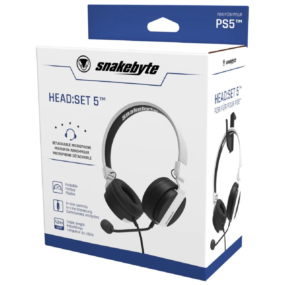 snakebyte Head:Set 5 for PlayStation 5 Black/White