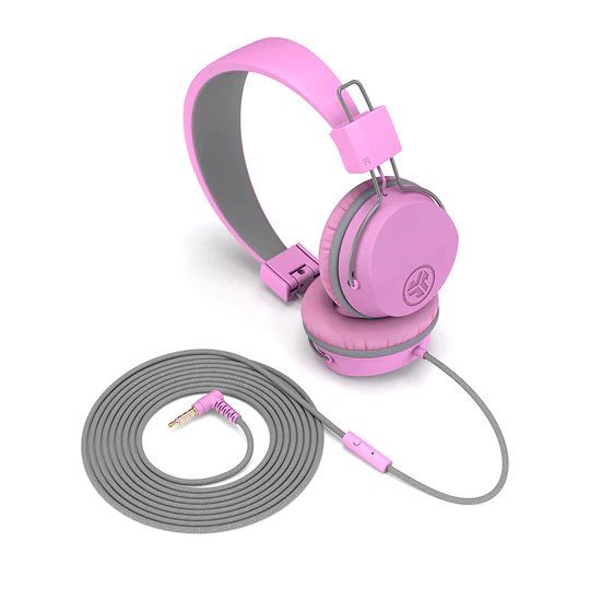JLab JBuddies Studio On-Ear Kids Wired Headphones Pink/Grey