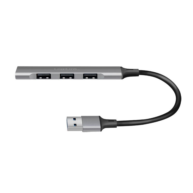 Logilink USB 3.0 4-port slim hub with aluminum casing Grey