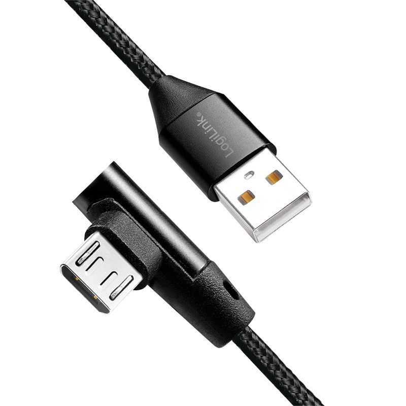Logilink USB 2.0 cable, USB-A/M to Micro-USB/M (90°) 0,3m Black