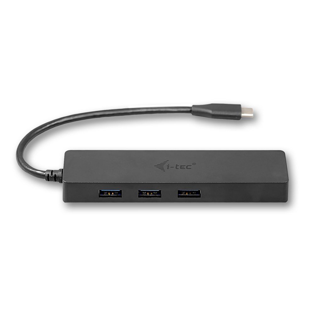 I-TEC 3-port USB-C Slim Passive HUB+Gigabit Ethernet Adapter Black