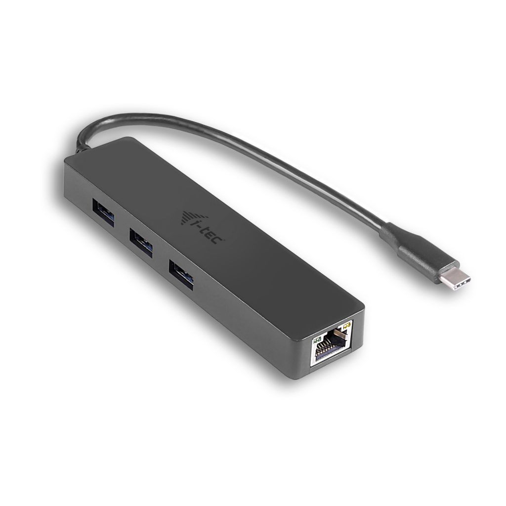 I-TEC 3-port USB-C Slim Passive HUB+Gigabit Ethernet Adapter Black