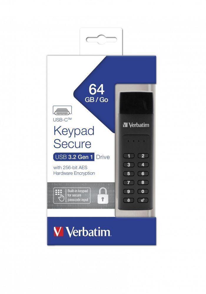 Verbatim 64GB Keypad Secure USB 3.2 Black