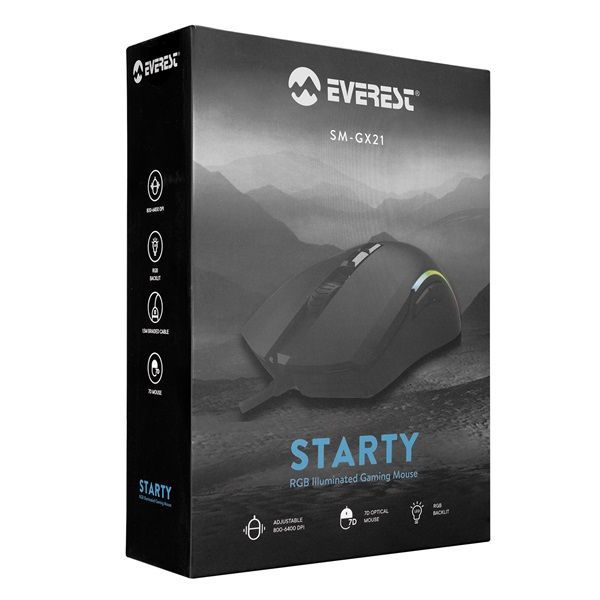 Everest SM-GX21 STARTY RGB Gaming Optical Mouse Black