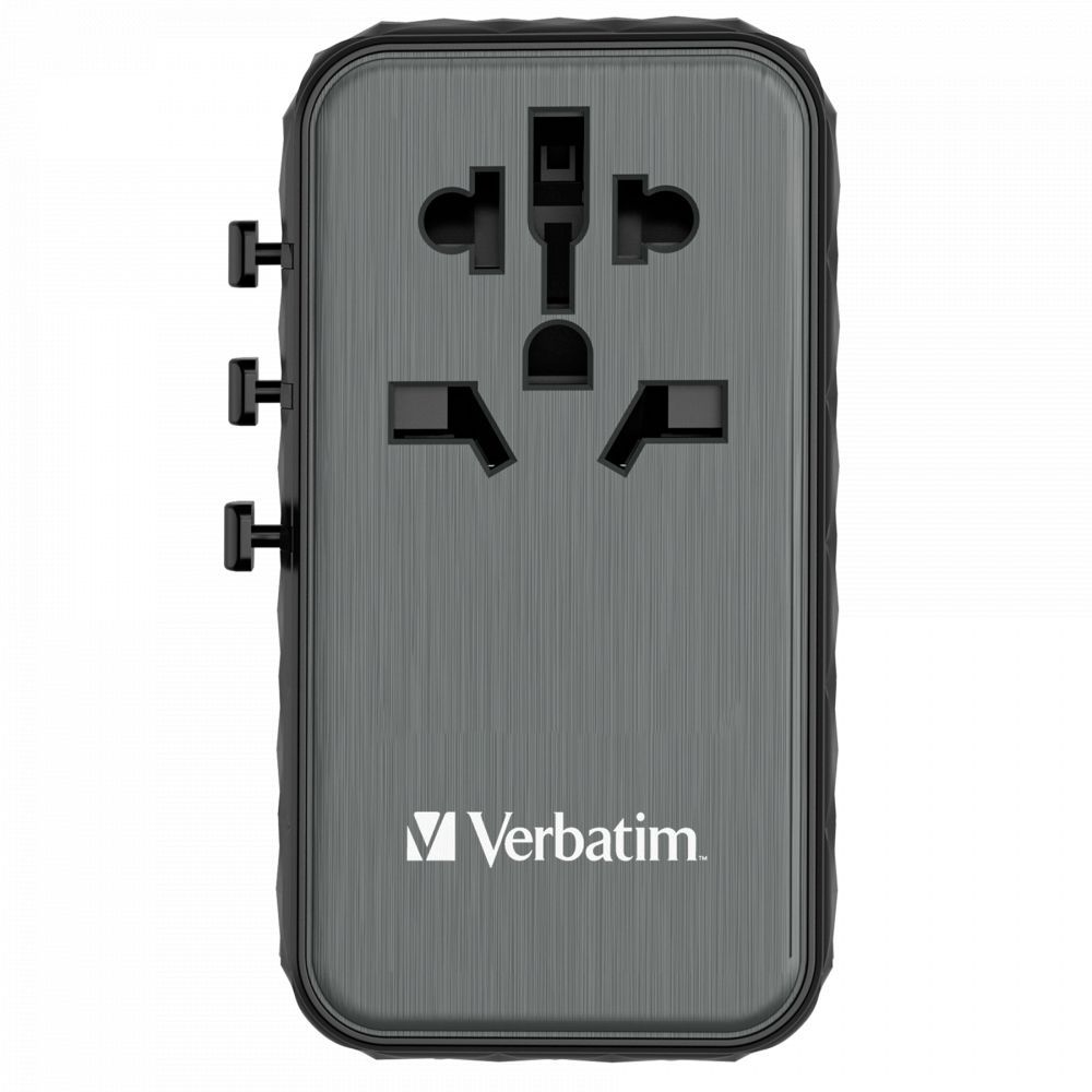 Verbatim GaN III Universal Travel Adapter UTA-06 with 2 x USB-C PD & QC 4+ & 2 x USB-A QC 3.0 ports