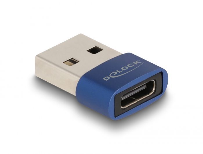 DeLock USB 2.0 Adapter USB Type-A male to USB Type-C female Blue