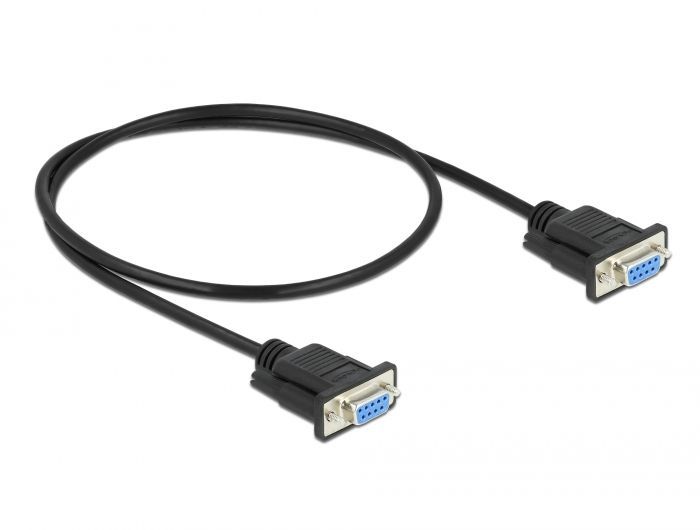 DeLock Serial Cable RS-232 D-Sub9 female to female null modem with narrow plug housing 0,5m