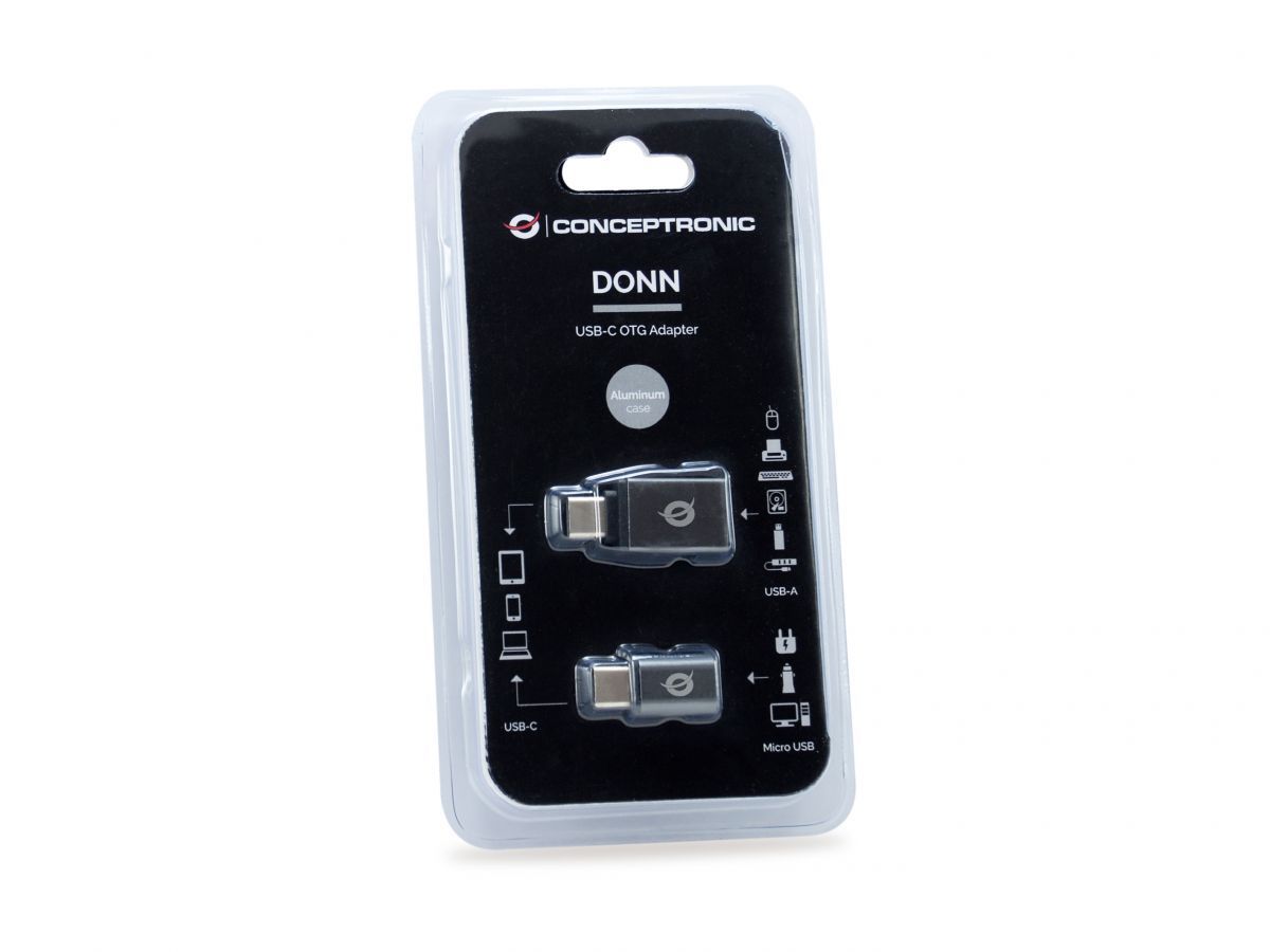 Conceptronic DONN04G USB-C OTG Adapter (2-Pack) (USB-C to USB-A & USB-C to microUSB)