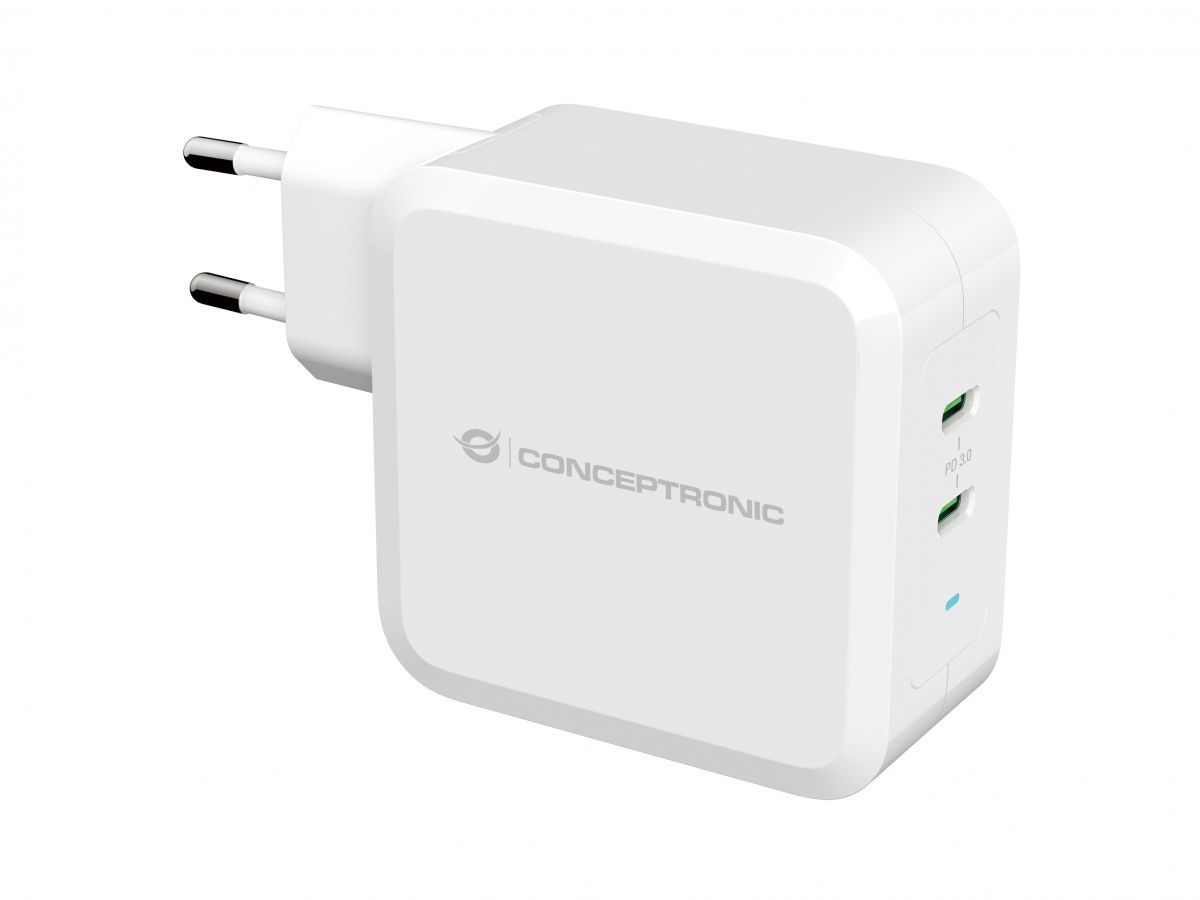 Conceptronic ALTHEA08W 2-Port 100W GaN USB PD Charger Adapter White