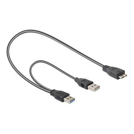 DeLock USB 3.0 type A male + USB type A male > USB 3.0 type Micro-B male Kábel 0,6m Black