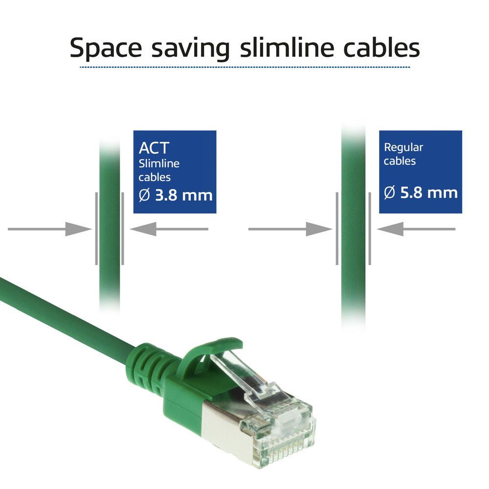 ACT CAT6A U-FTP Patch Cable 1m Green