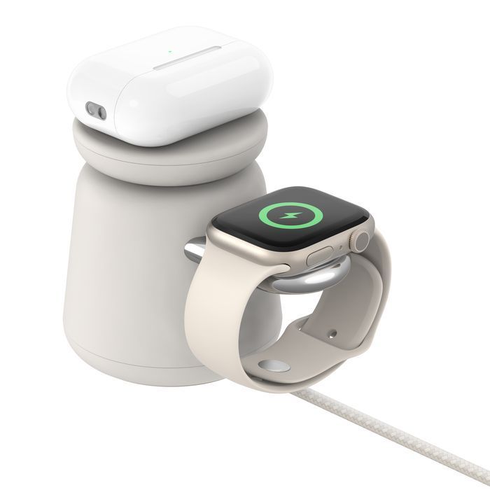 Belkin BoostCharge Pro 2in1 Wireless Charging station with MagSafe 15W Sand