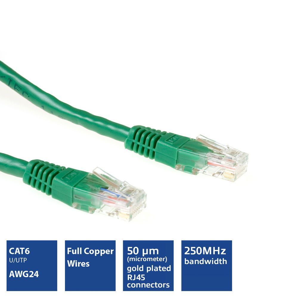 ACT CAT6 U-UTP Patch Cable 0,5m Green