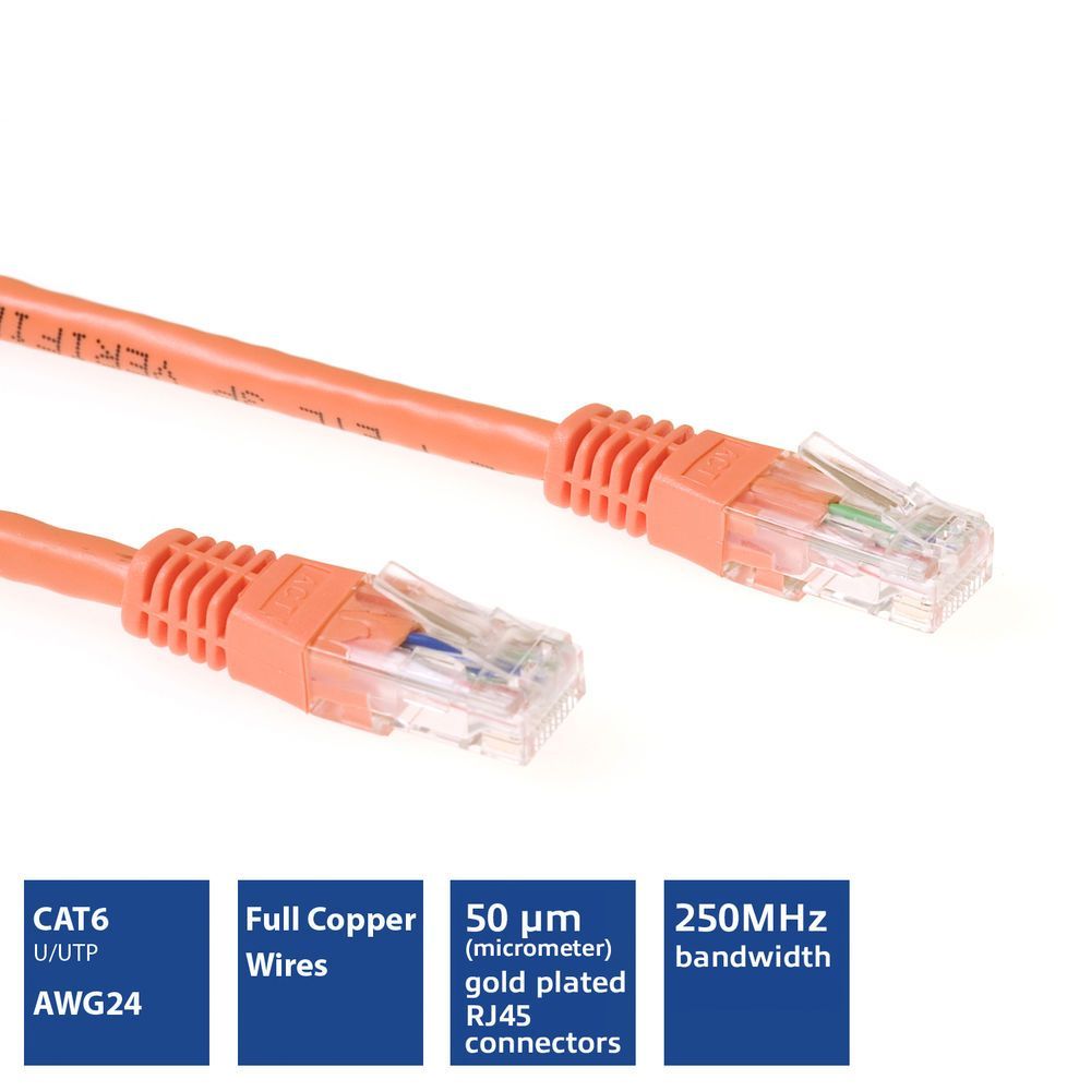 ACT CAT6 U-UTP Patch Cable 0,5m Orange