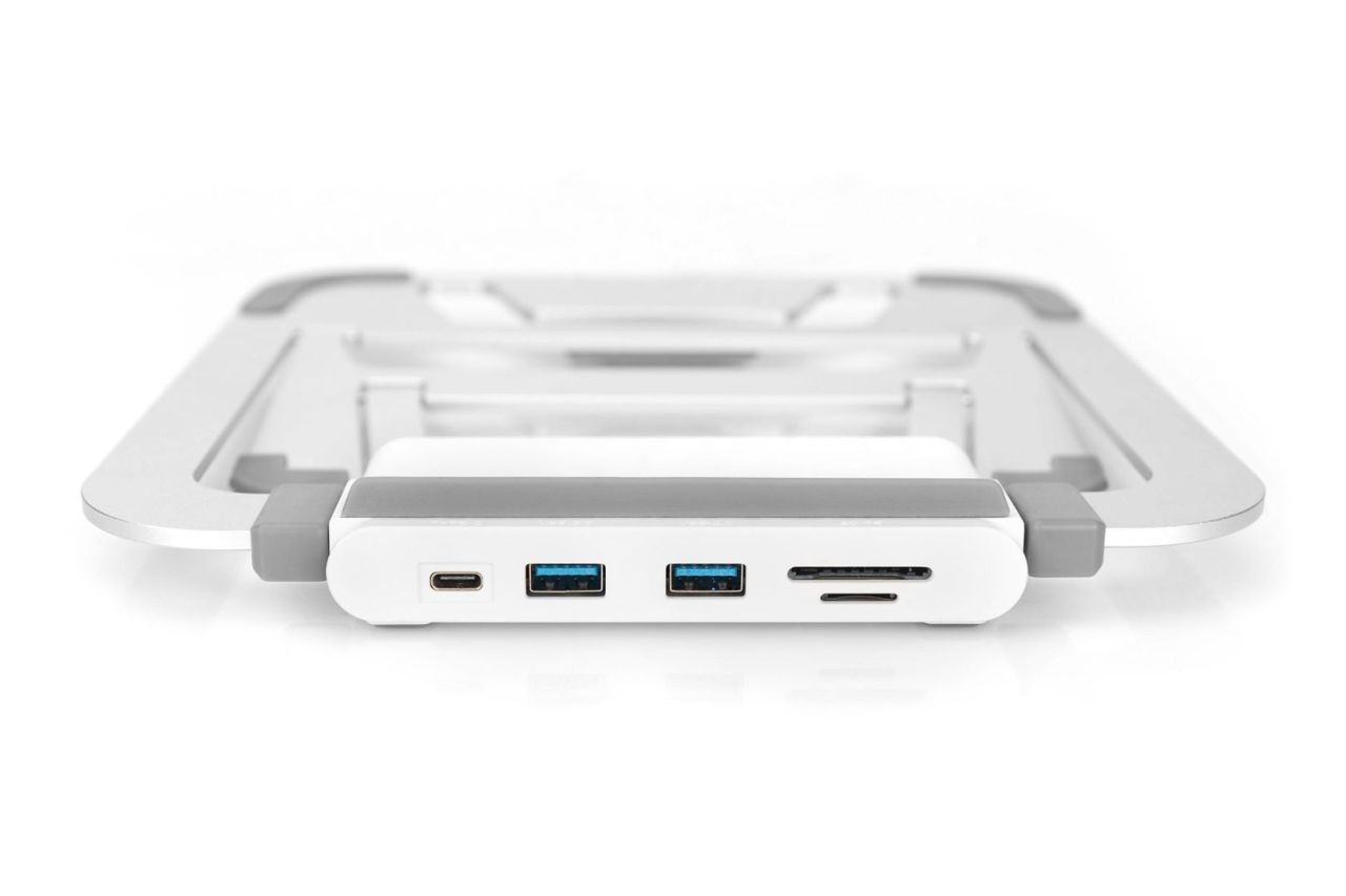 Digitus Variable Notebook Stand with integrated USB-C Docking Station 8 Port silver/white