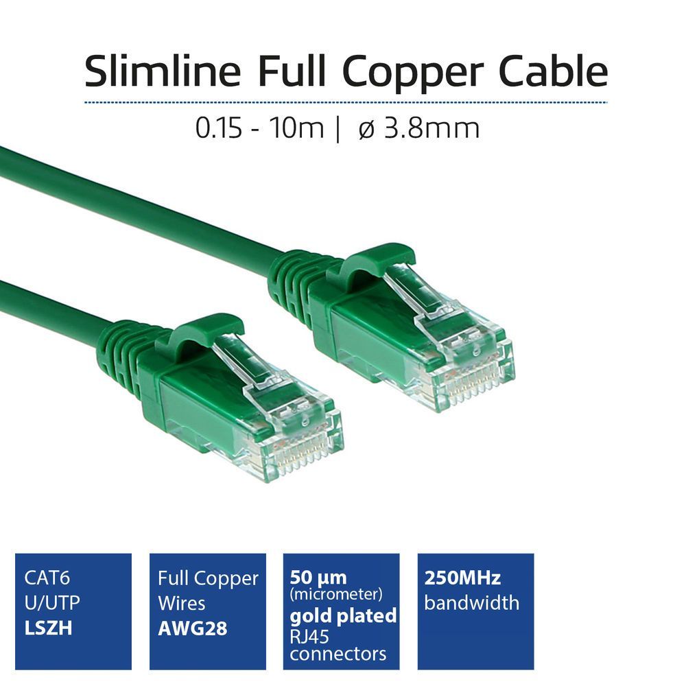ACT CAT6 U-UTP Patch Cable 0,25m Green