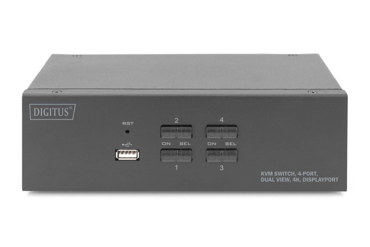 Digitus KVM Switch 4 Port Dual Display, 4K, DisplayPort